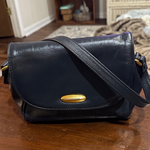 Georgetown Leather Design Handbags - Elegant Navy Leather Bally-Style Shoulder Bag Georgetown Leather Design